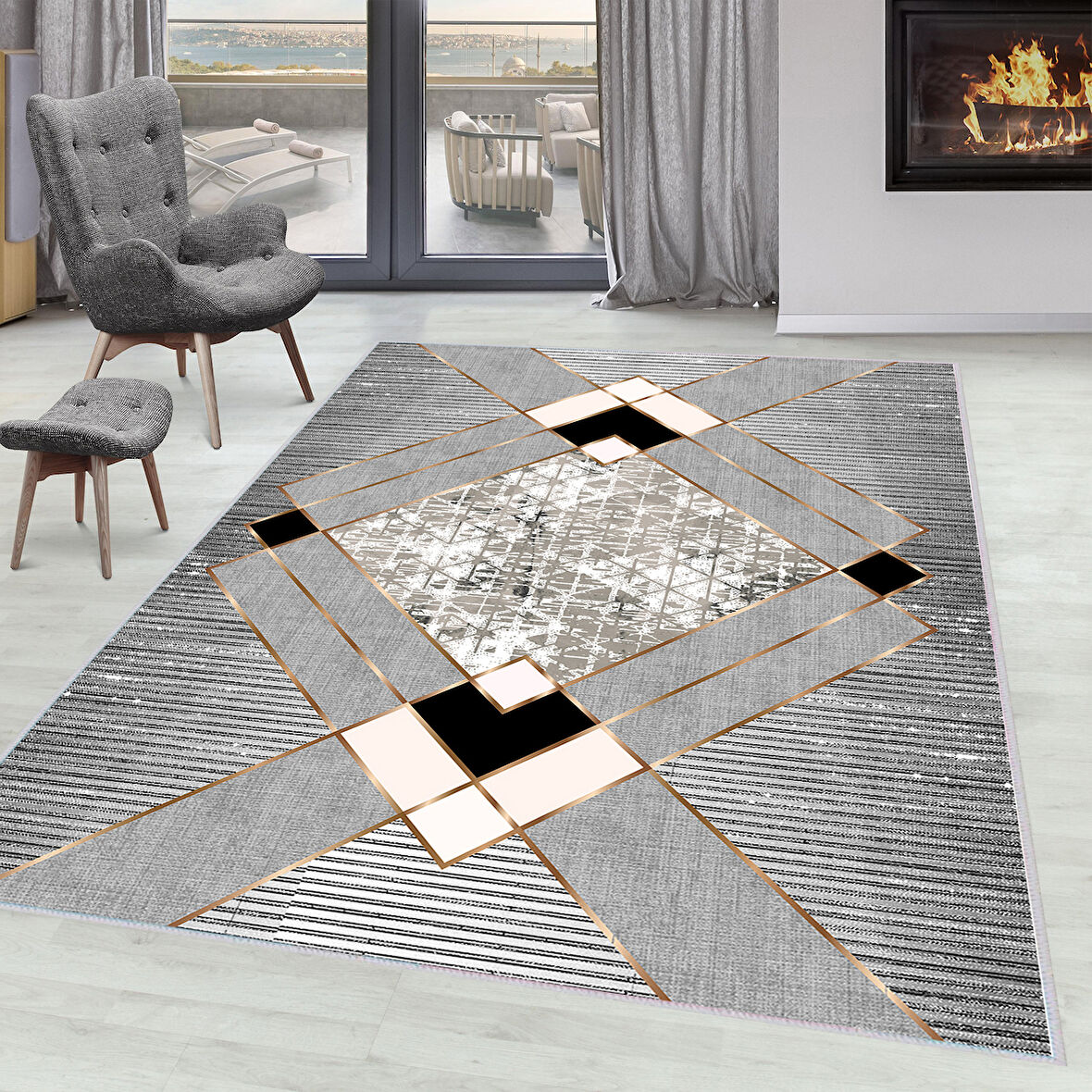 Dijital Baskı Yıkanabilir Kaymaz Taban Salon Halısı Ve Yolluk LNA0058-SD1181