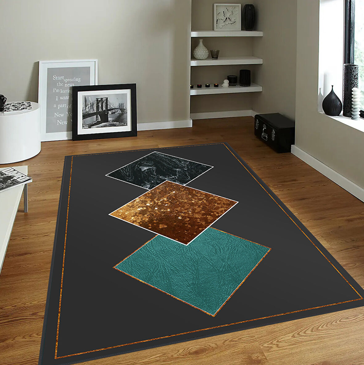 Dijital Baskı Yıkanabilir Kaymaz Taban Salon Halısı Ve Yolluk LNA0068-SD1143