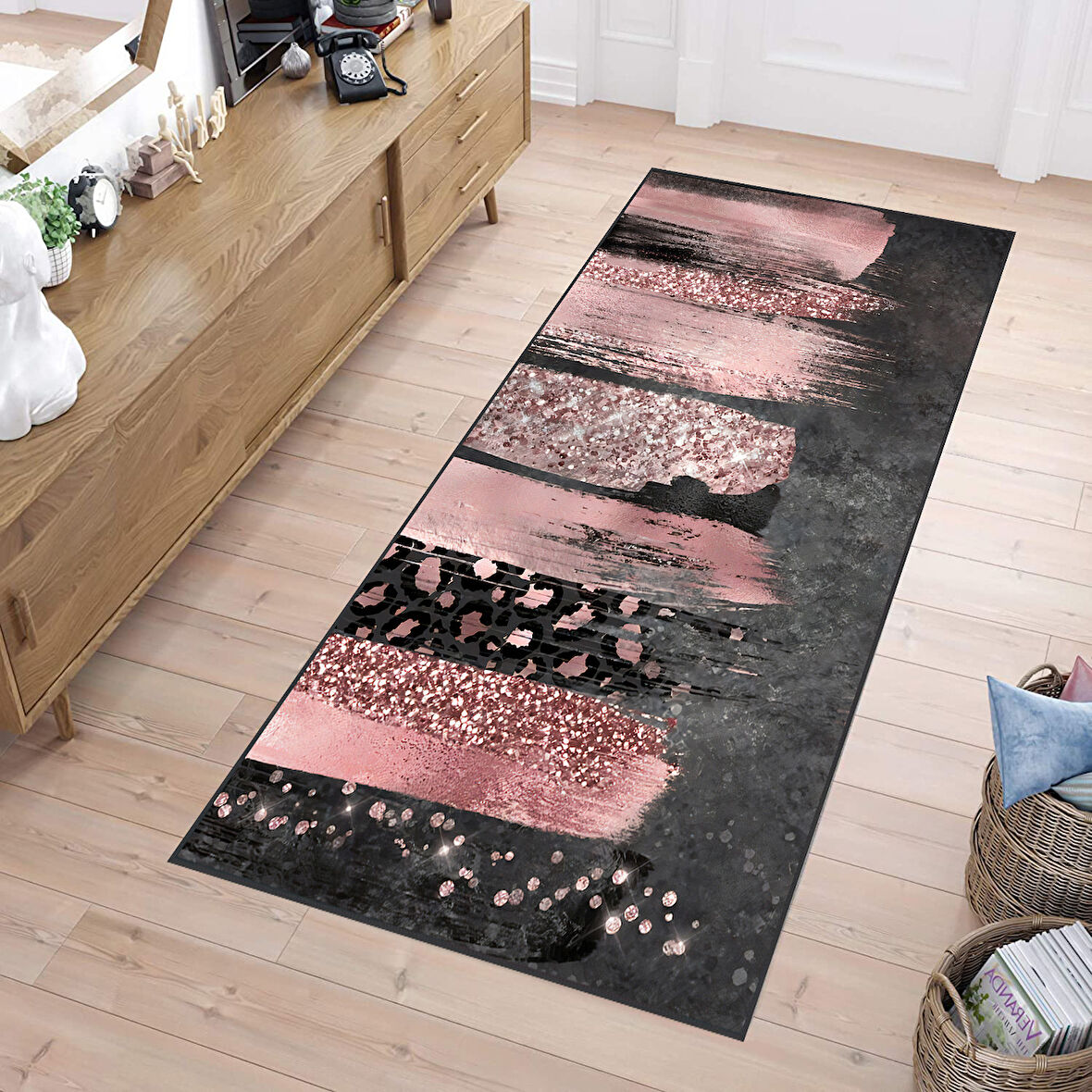 Dijital Baskı Yıkanabilir Kaymaz Taban Salon Halısı Ve Yolluk LNA0240