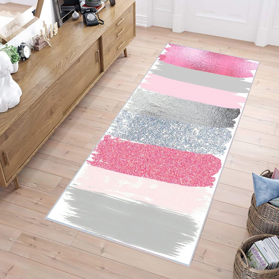 Dijital Baskı Yıkanabilir Kaymaz Taban Salon Halısı Ve Yolluk LNA0242