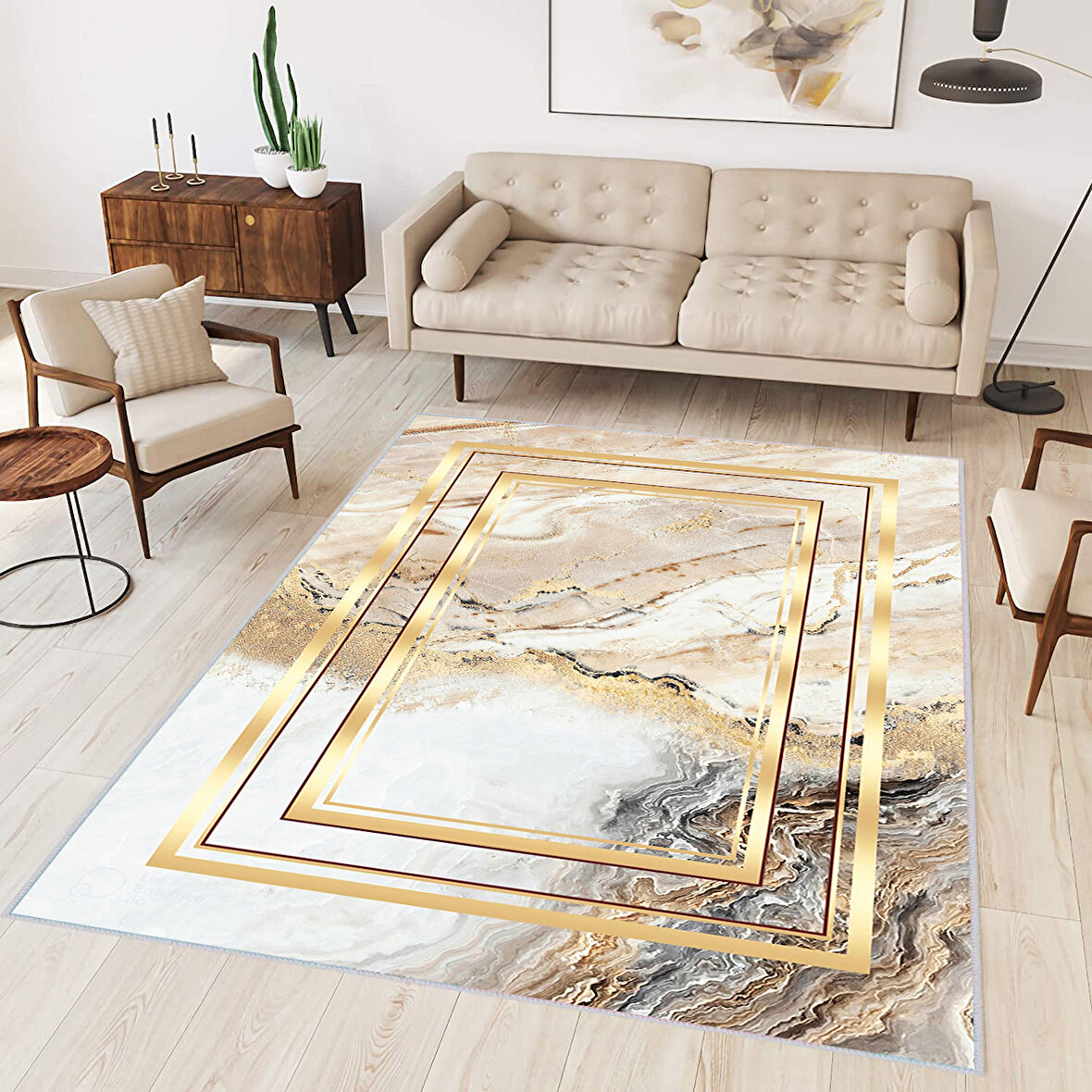 Eliana Home Dijital Baskı Yıkanabilir Kaymaz Taban Salon Halısı Ve Yolluk  LNA0302-sm274