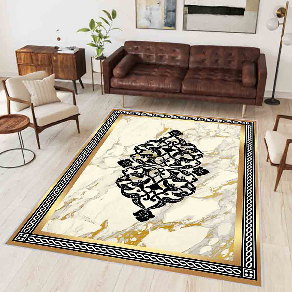 Dijital Baskı Yıkanabilir Kaymaz Taban Salon Halısı Ve Yolluk LNA0320-SD799