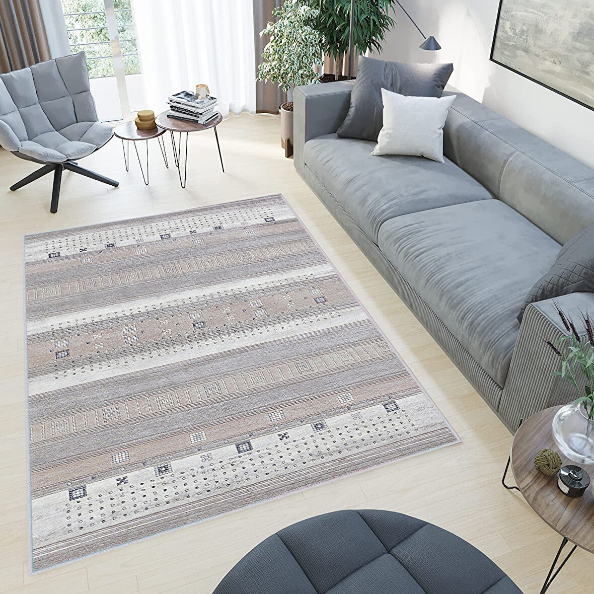 Eliana Home Dijital Baskı Yıkanabilir Kaymaz Taban Salon Halısı Ve Yolluk  LNA0427