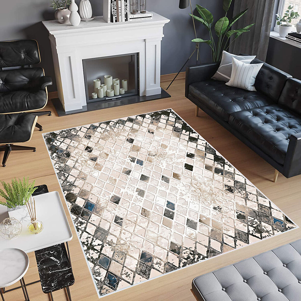 Dijital Baskı Yıkanabilir Kaymaz Taban Salon Halısı Ve Yolluk LNA0524