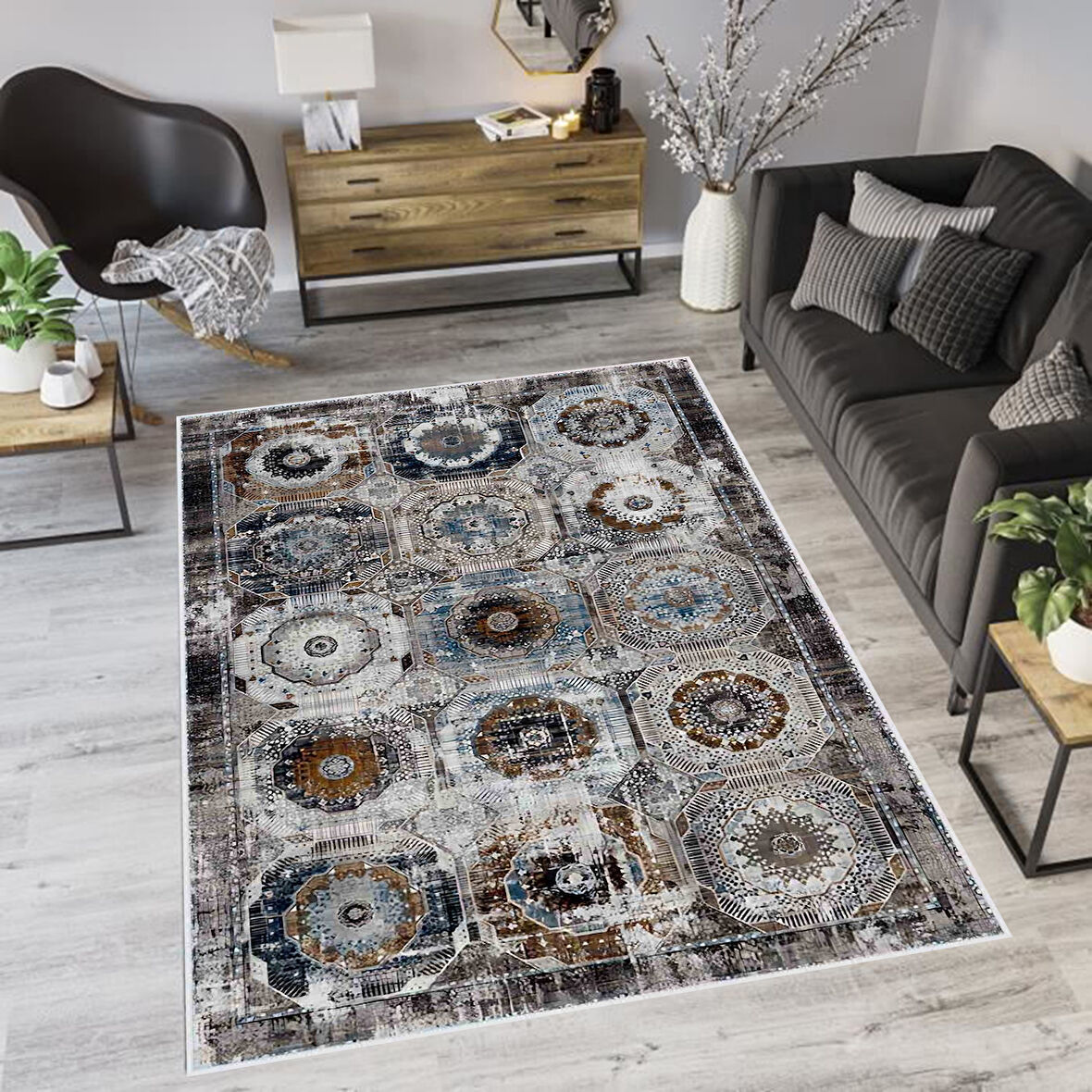 Dijital Baskı Yıkanabilir Kaymaz Taban Salon Halısı Ve Yolluk LNA0571