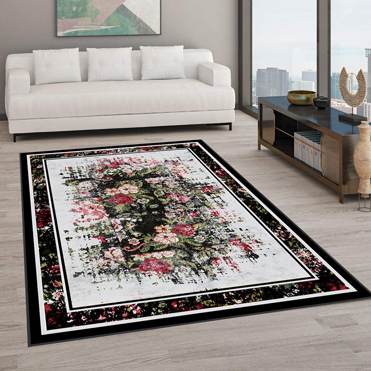 Dijital Baskı Yıkanabilir Kaymaz Taban Salon Halısı Ve Yolluk LNA0574