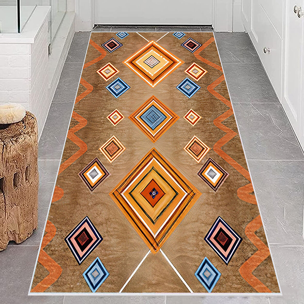 Dijital Baskı Yıkanabilir Kaymaz Taban Salon Halısı Ve Yolluk LNA0630