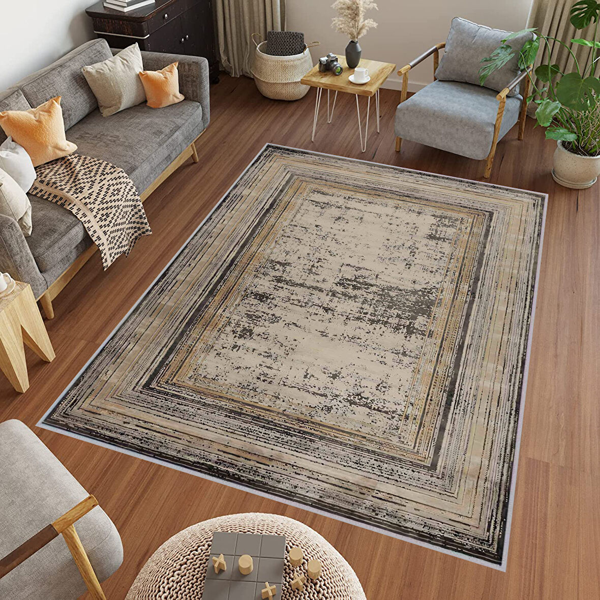 Eliana Home Dijital Baskı Yıkanabilir Kaymaz Taban Salon Halısı Ve Yolluk   LNA0715