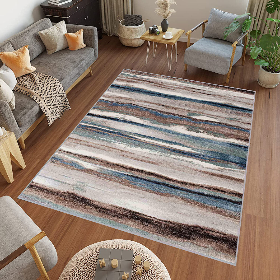 Eliana Home Dijital Baskı Yıkanabilir Kaymaz Taban Salon Halısı Ve Yolluk   LNA0722