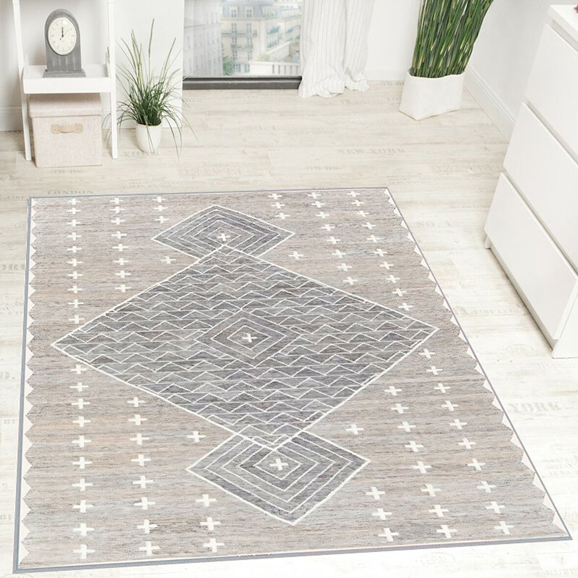 Eliana Home Dijital Baskı Yıkanabilir Kaymaz Taban Salon Halısı Ve Yolluk   LNA0727