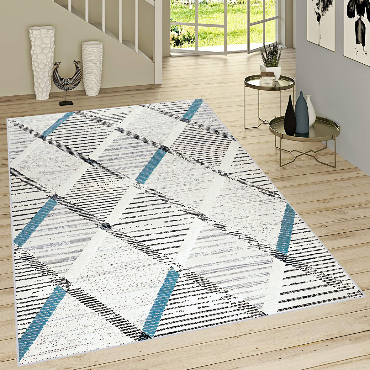 Eliana Home Dijital Baskı Yıkanabilir Kaymaz Taban Salon Halısı Ve Yolluk  LNA0737