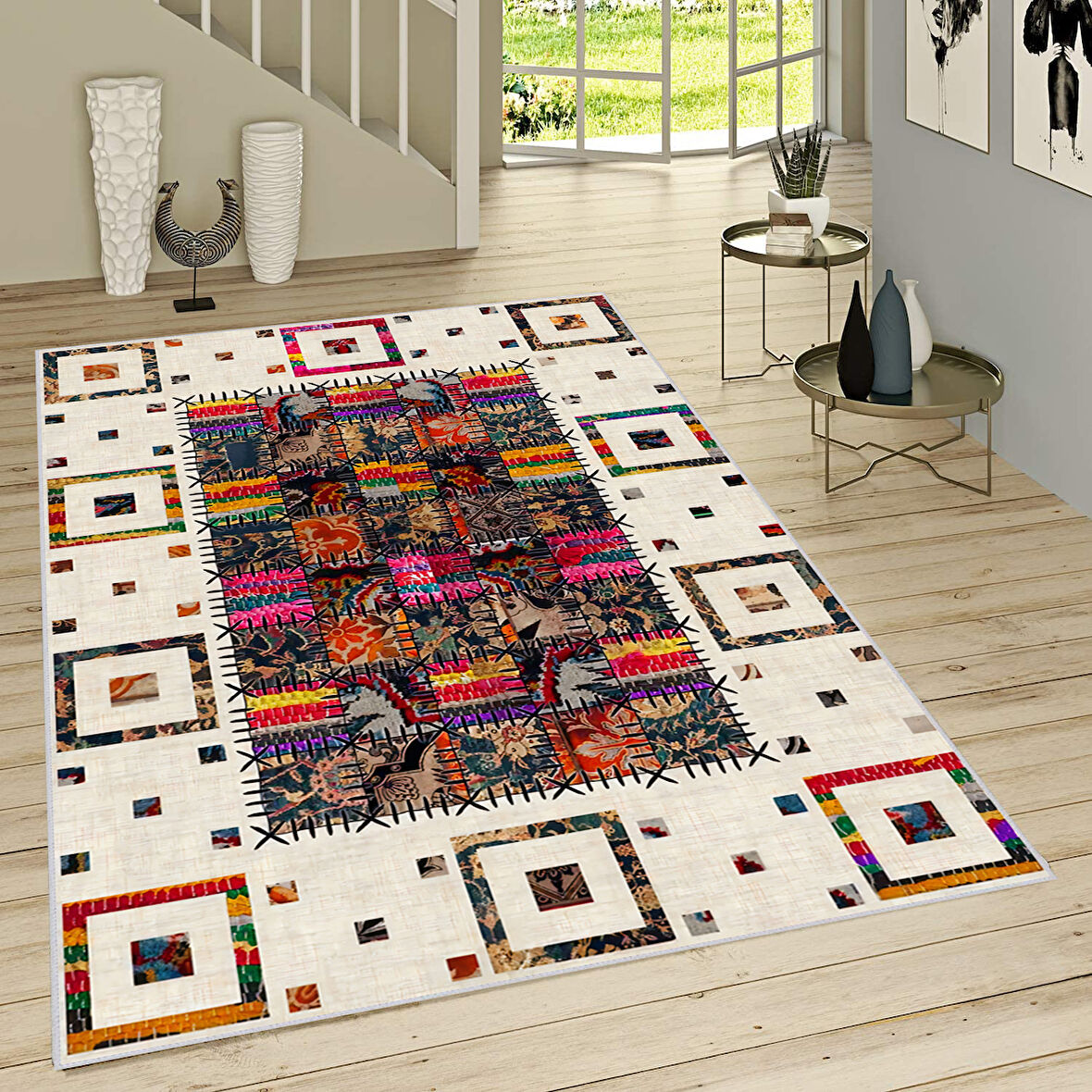 Eliana Home Dijital Baskı Yıkanabilir Kaymaz Taban Salon Halısı Ve Yolluk  LNA0740