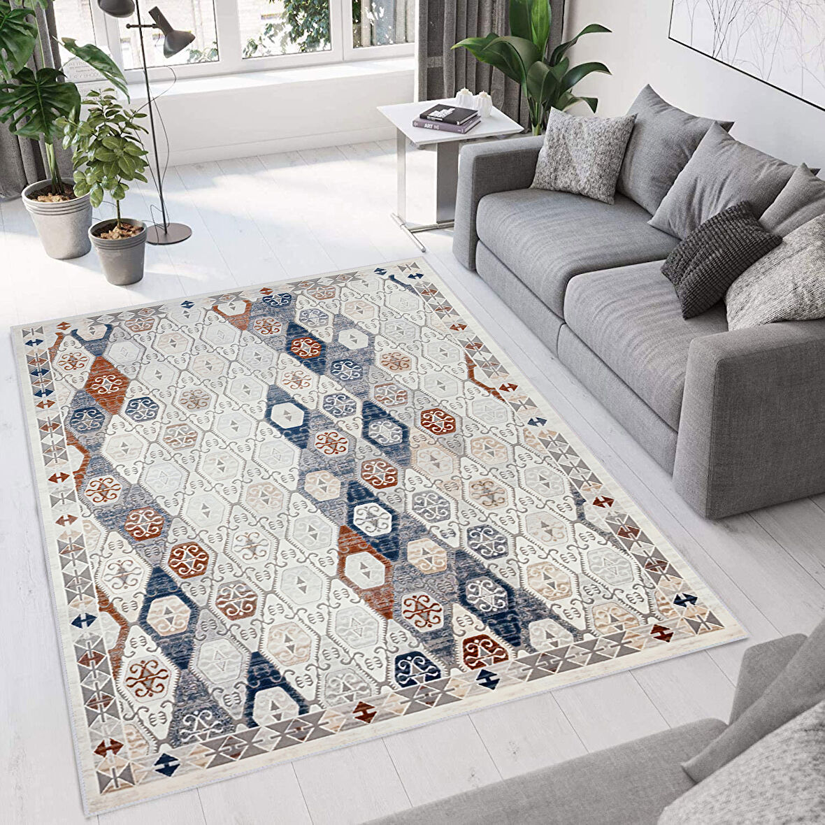 Eliana Home Dijital Baskı Yıkanabilir Kaymaz Taban Salon Halısı Ve Yolluk  LNA0765