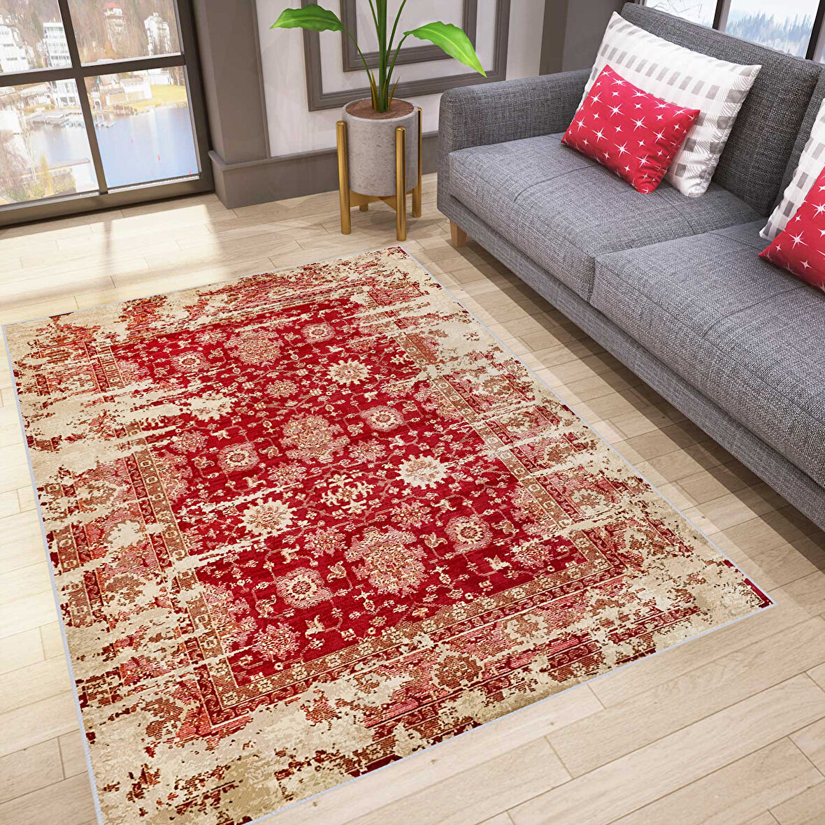 Eliana Home Dijital Baskı Yıkanabilir Kaymaz Taban Salon Halısı Ve Yolluk  LNA0783