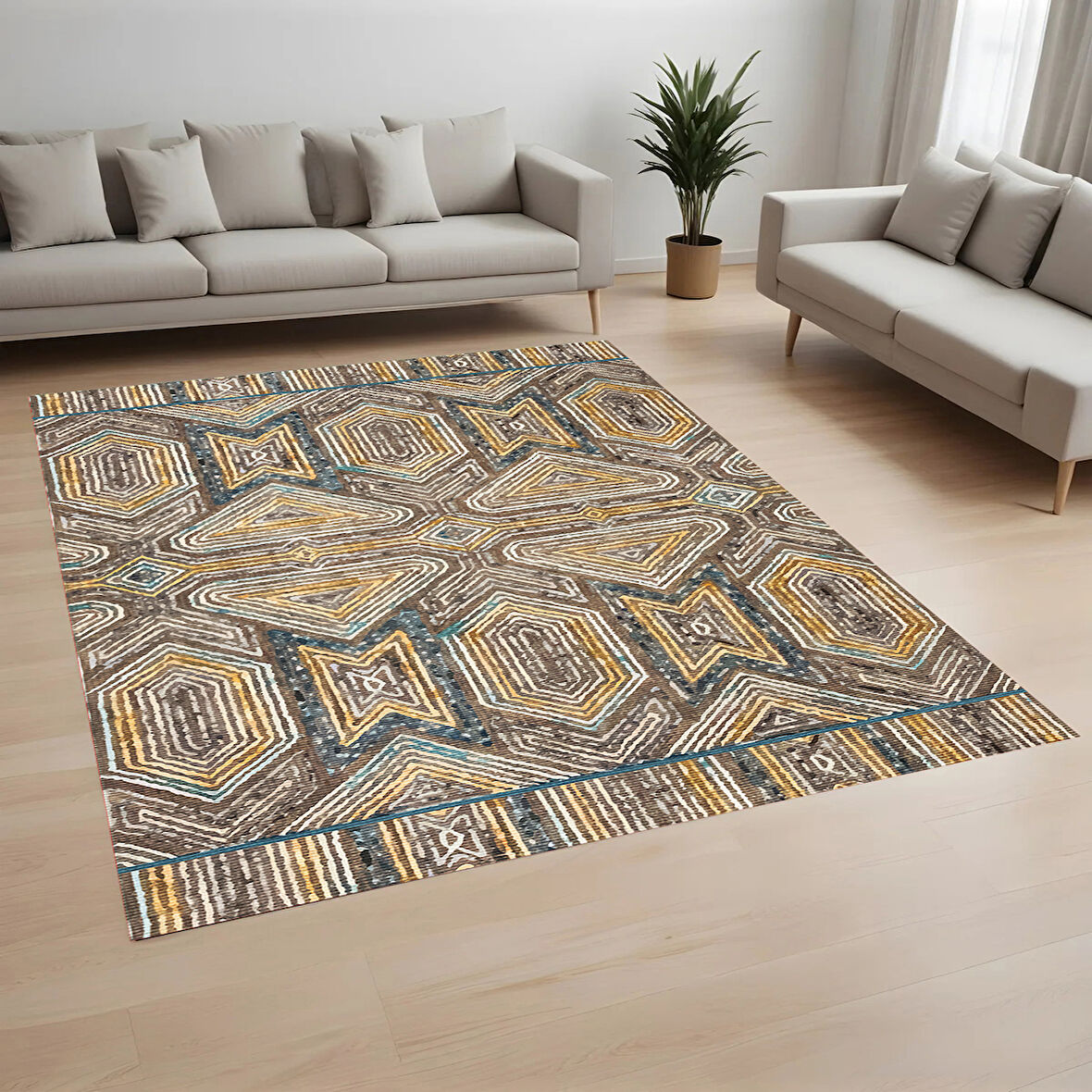 Eliana Home Dijital Baskı Yıkanabilir Kaymaz Taban Salon Halısı Ve Yolluk LNA0984-FNL234