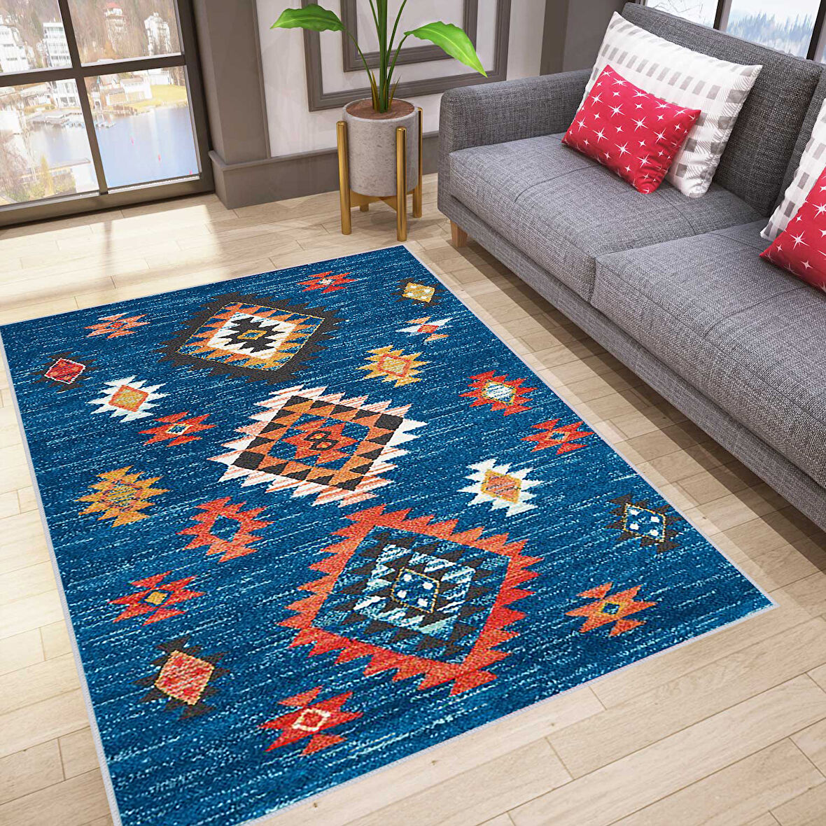 Dijital Baskı Yıkanabilir Kaymaz Taban Salon Halısı Ve Yolluk LNA1023