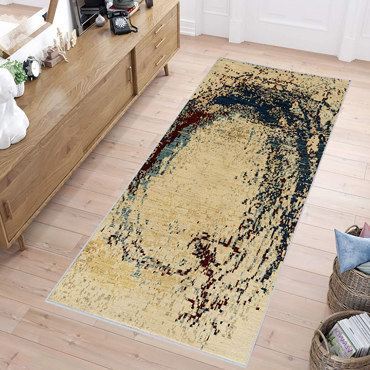 Dijital Baskı Yıkanabilir Kaymaz Taban Salon Halısı Ve Yolluk LNA1079