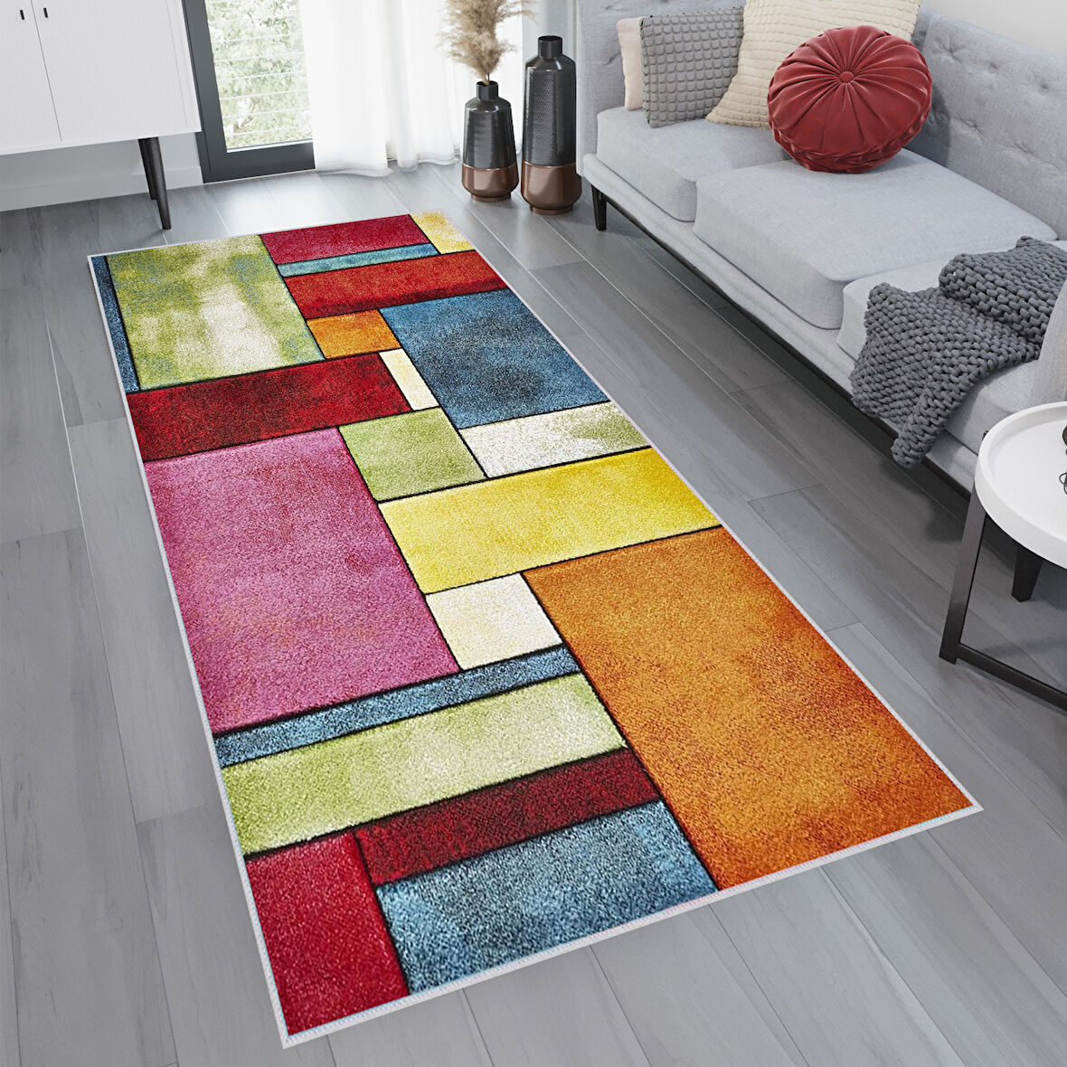 Dijital Baskı Yıkanabilir Kaymaz Taban Salon Halısı Ve Yolluk LNA1086