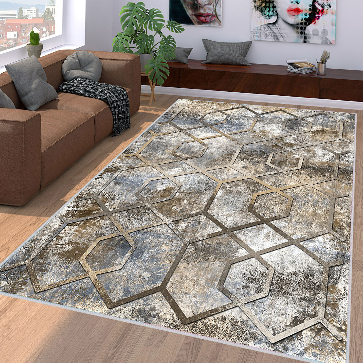 Eliana Home Dijital Baskı Yıkanabilir Kaymaz Taban Salon Halısı Ve Yolluk LNA1118