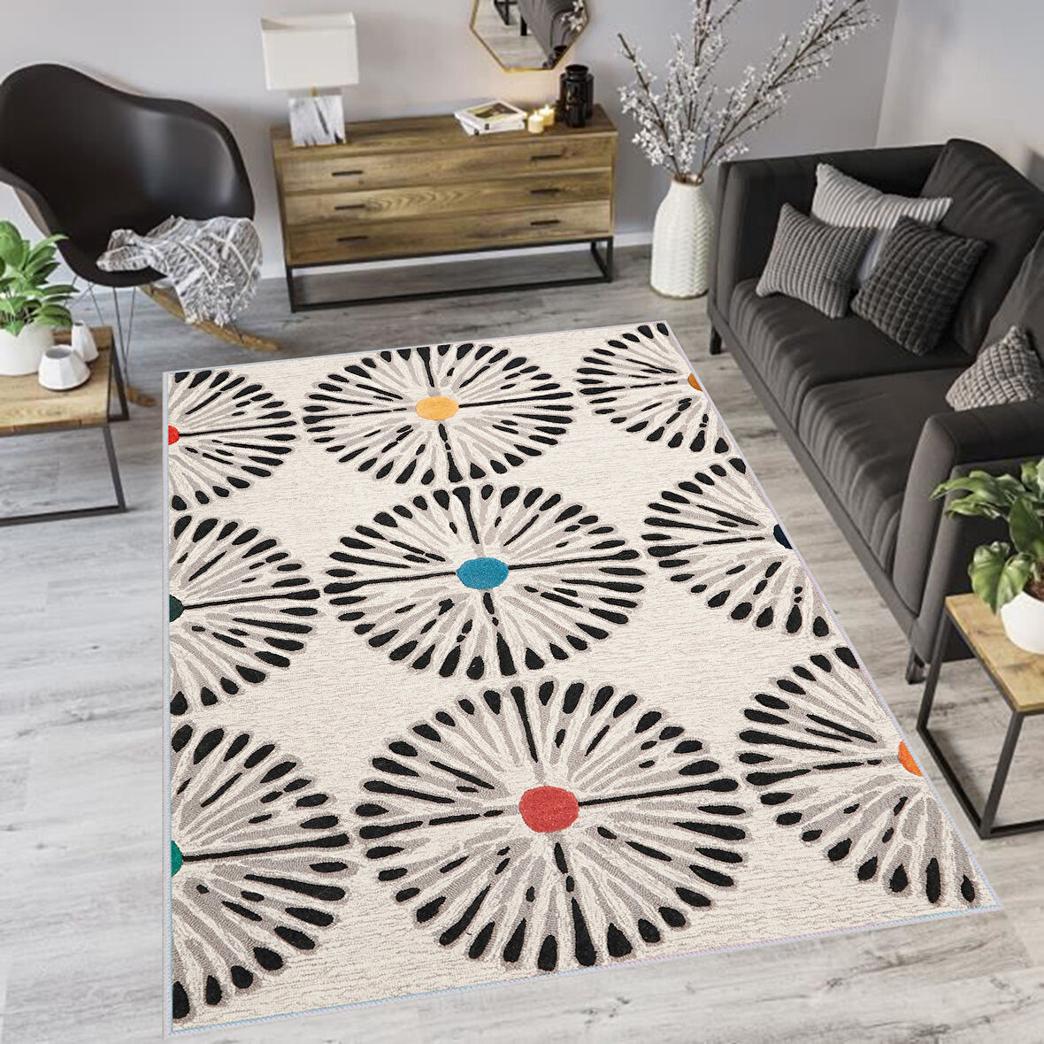 Dijital Baskı Yıkanabilir Kaymaz Taban Salon Halısı Ve Yolluk LNA1126