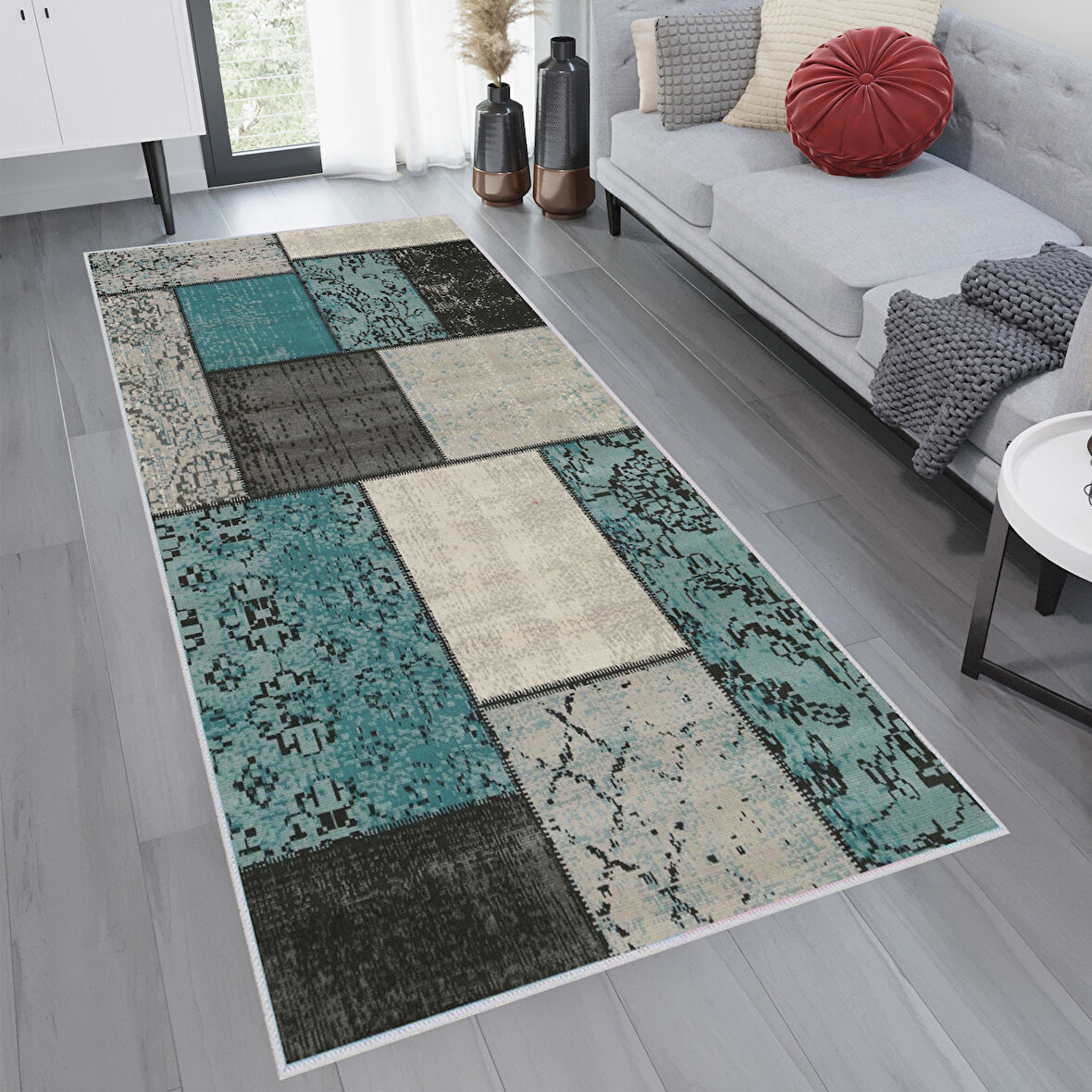 Dijital Baskı Yıkanabilir Kaymaz Taban Salon Halısı Ve Yolluk LNA1139