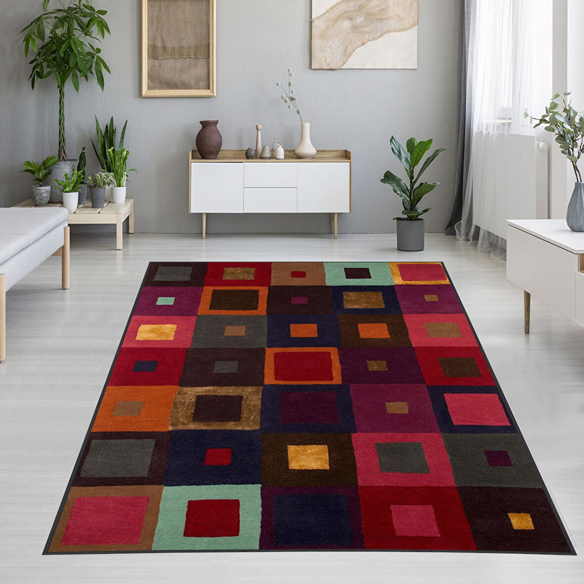 Dijital Baskı Yıkanabilir Kaymaz Taban Salon Halısı Ve Yolluk LNA1154