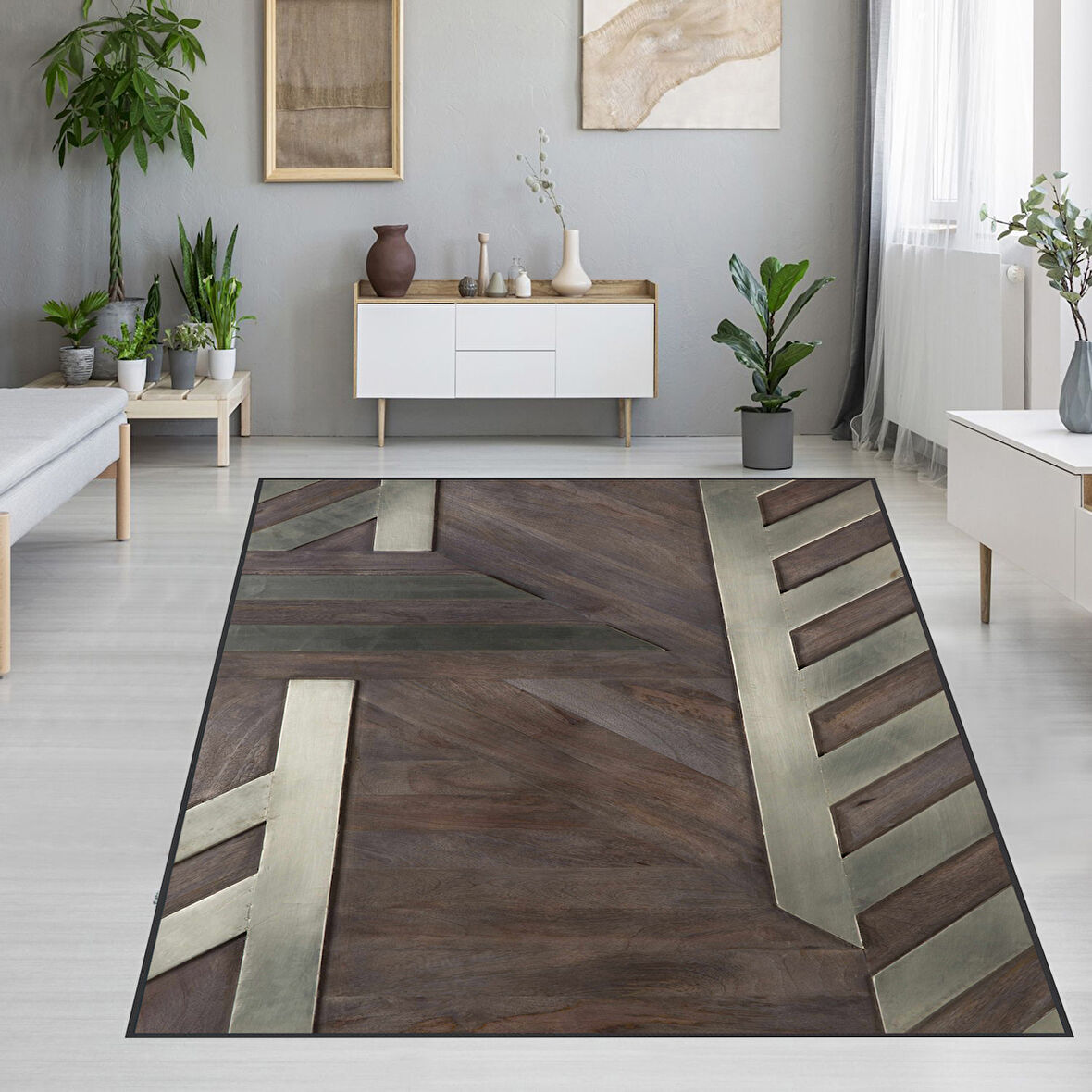 Dijital Baskı Yıkanabilir Kaymaz Taban Salon Halısı Ve Yolluk LNA1243
