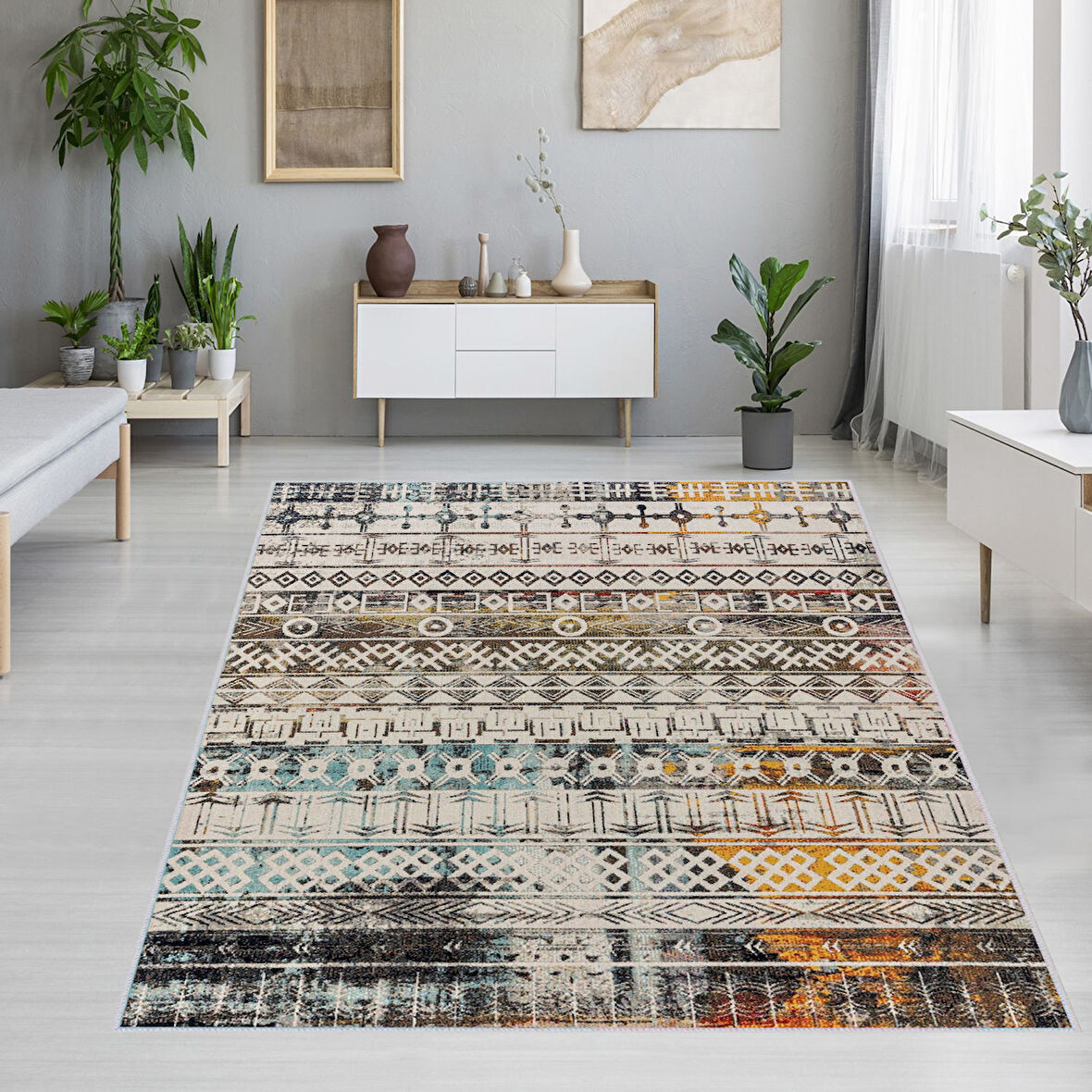 Dijital Baskı Yıkanabilir Kaymaz Taban Salon Halısı Ve Yolluk LNA1266