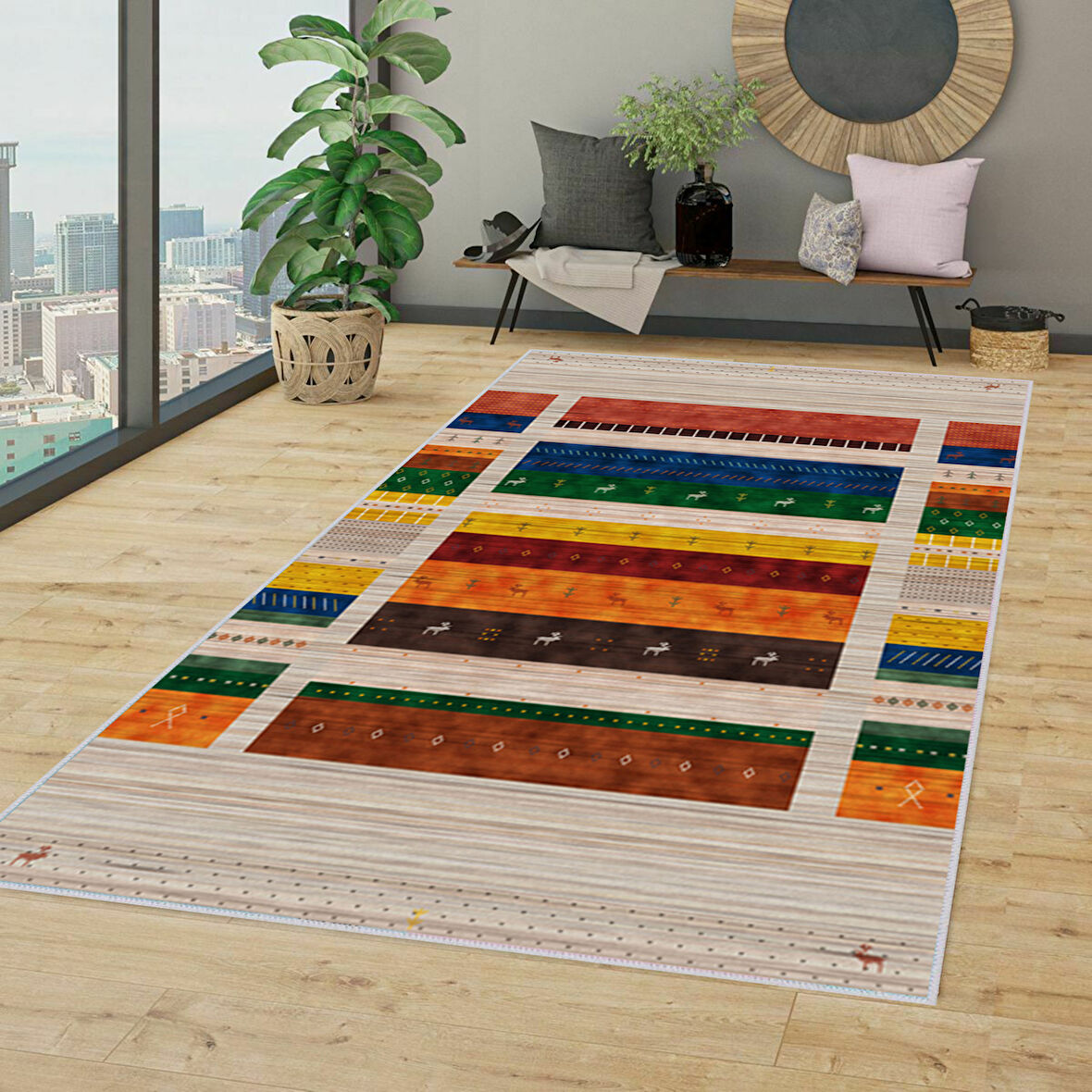 Dijital Baskı Yıkanabilir Kaymaz Taban Salon Halısı Ve Yolluk LNA1327-HS-515