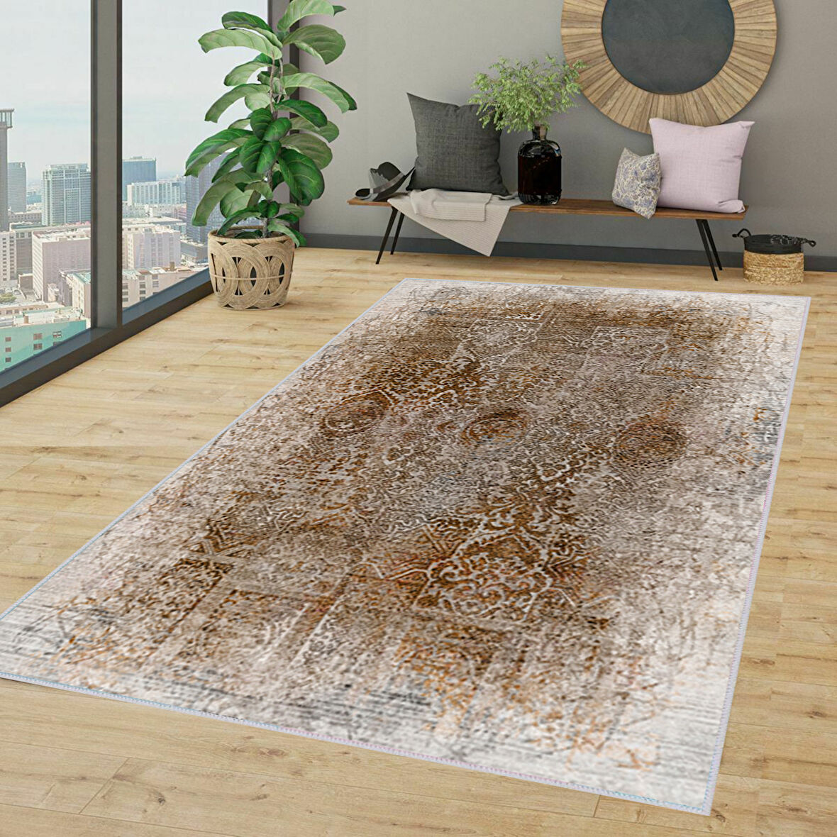 Dijital Baskı Yıkanabilir Kaymaz Taban Salon Halısı Ve Yolluk LNA1366-SD297