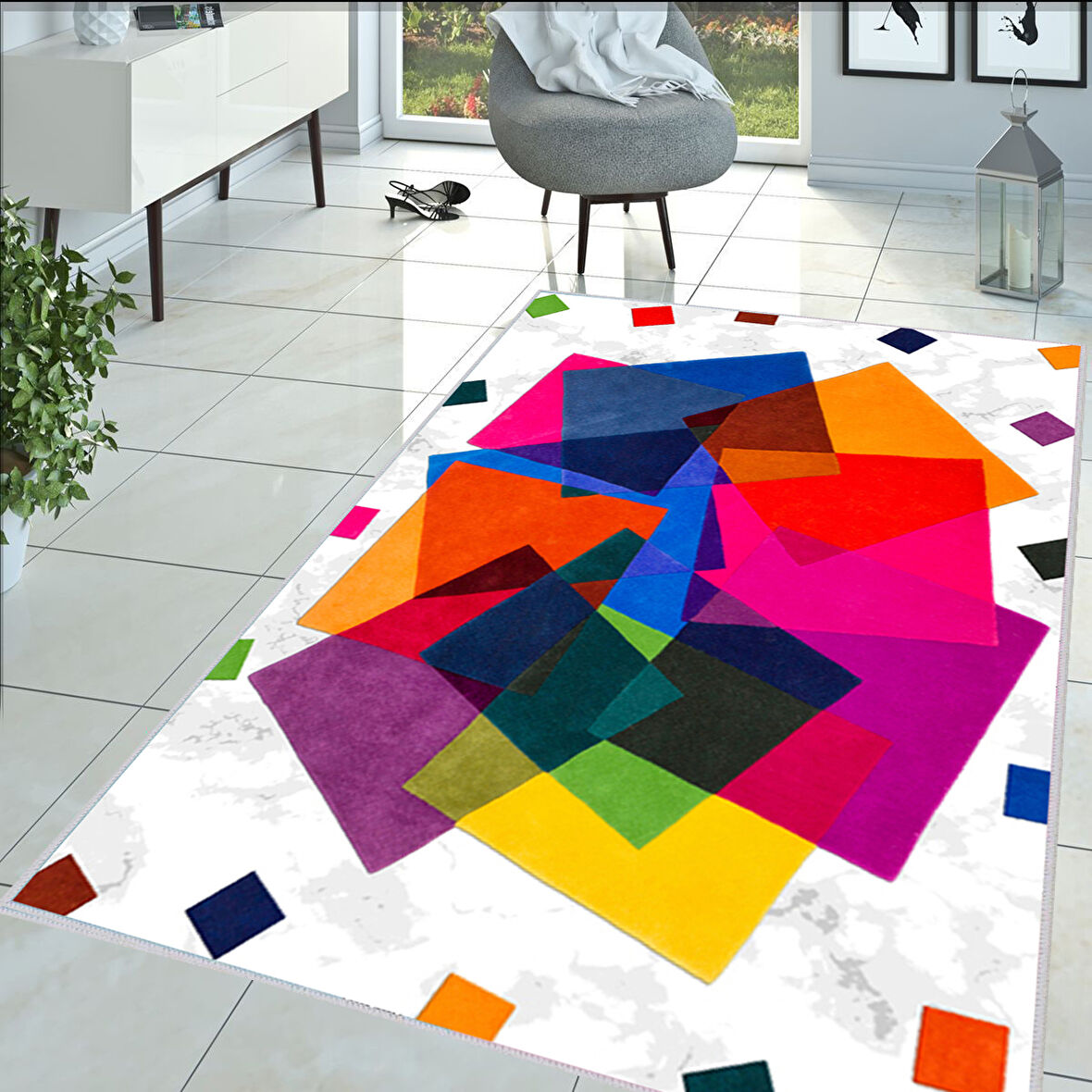 Dijital Baskı Yıkanabilir Kaymaz Taban Salon Halısı Ve Yolluk LNA1389-HT-1071