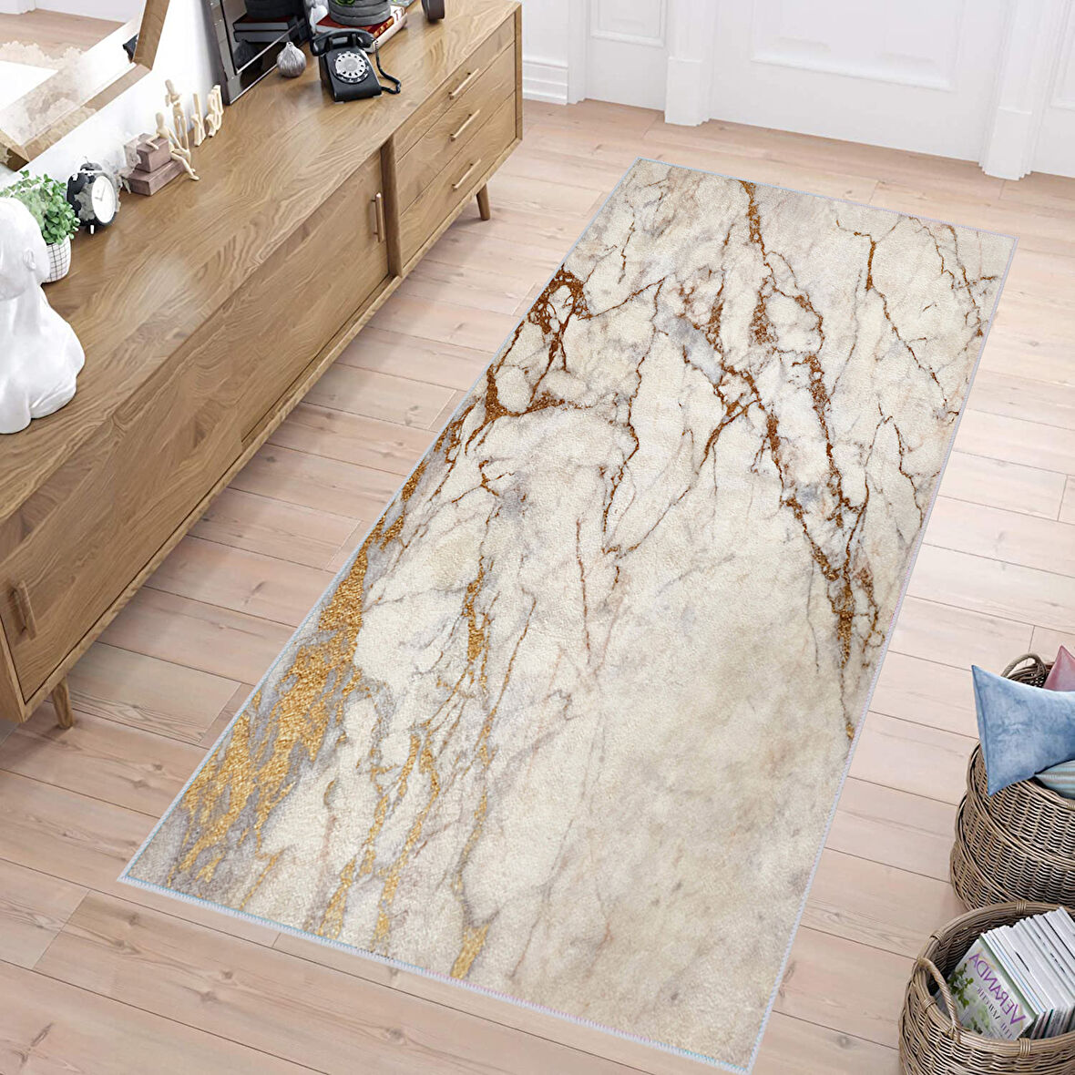 Dijital Baskı Yıkanabilir Kaymaz Taban Salon Halısı Ve Yolluk LNA1415