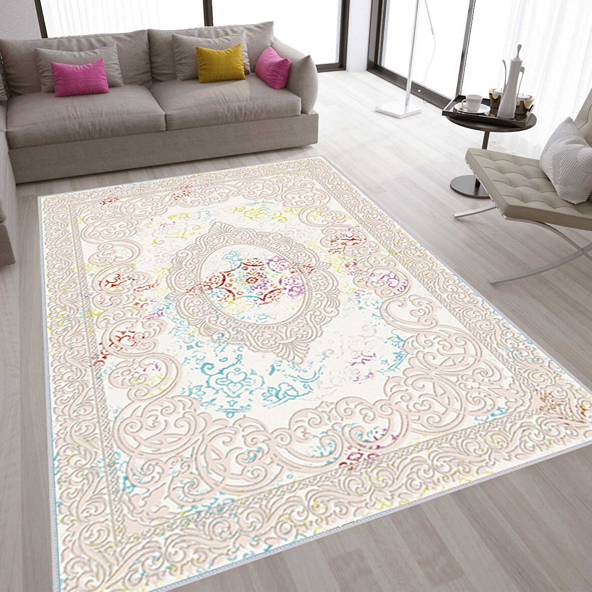 Dijital Baskı Yıkanabilir Kaymaz Taban Salon Halısı Ve Yolluk LNA1555-HY1057