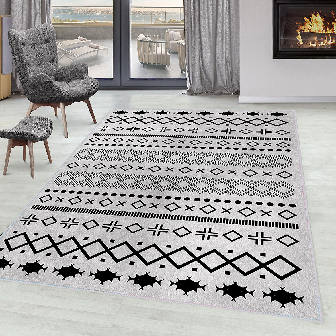Dijital Baskı Yıkanabilir Kaymaz Taban Salon Halısı Ve Yolluk LNA1603