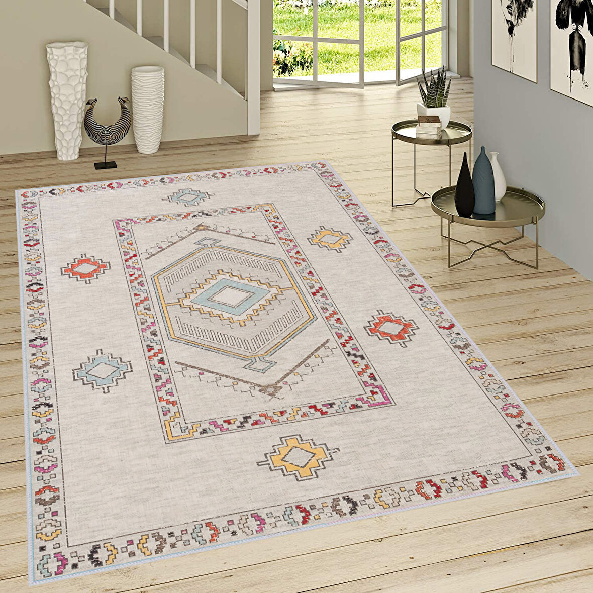 Dijital Baskı Yıkanabilir Kaymaz Taban Salon Halısı Ve Yolluk LNA1679