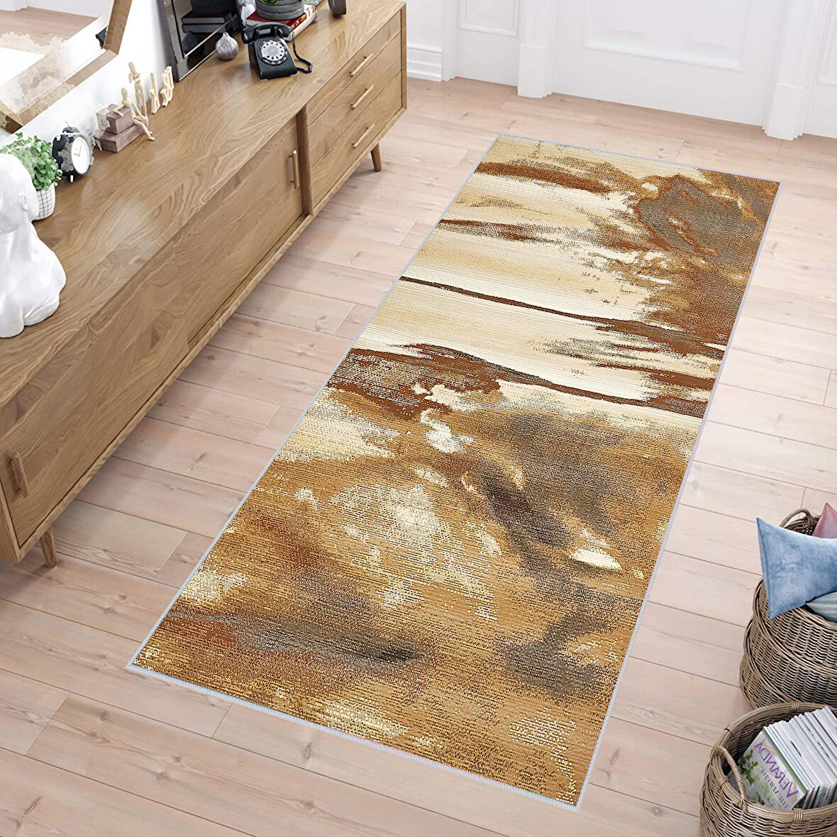 Dijital Baskı Yıkanabilir Kaymaz Taban Salon Halısı Ve Yolluk LNA1693