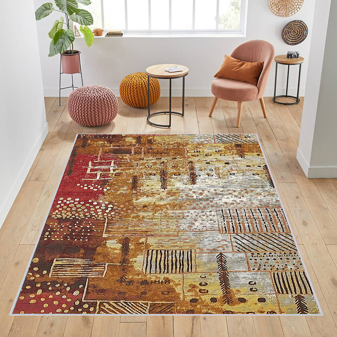 Dijital Baskı Yıkanabilir Kaymaz Taban Salon Halısı Ve Yolluk LNA1736