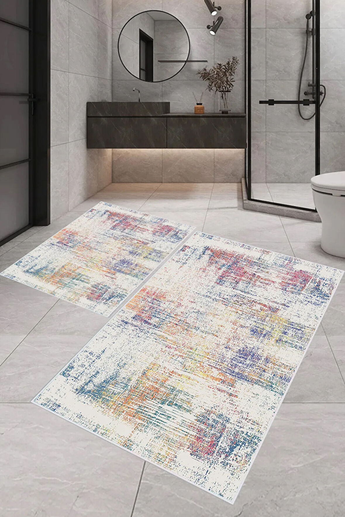 Eliana Home Dijital Baskı 2'li Banyo Paspas Takımı  LNA5-0551 100x60 ve 60x50 cm