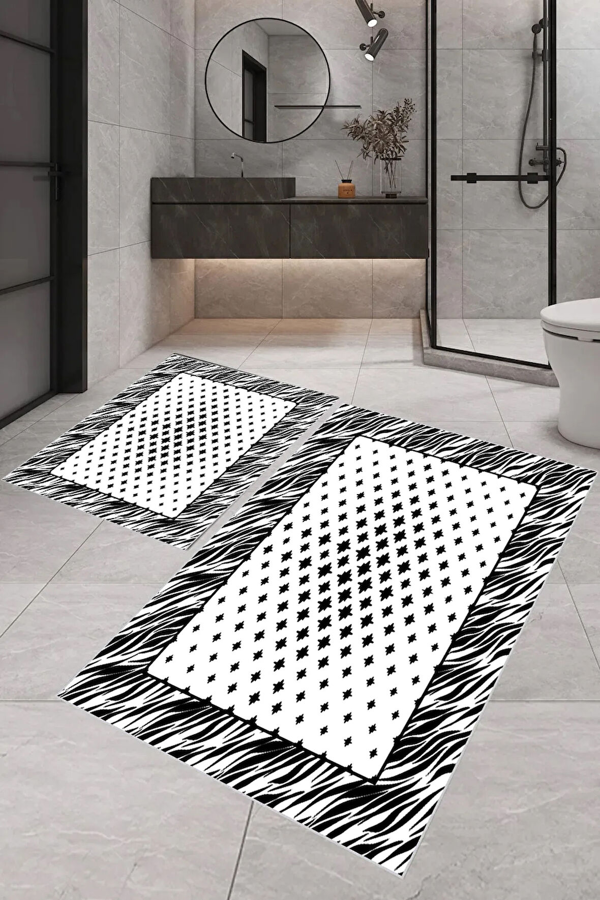 Eliana Home Dijital Baskı 2'li Banyo Paspas Takımı  LNA5-0648 100x60 ve 60x50 cm