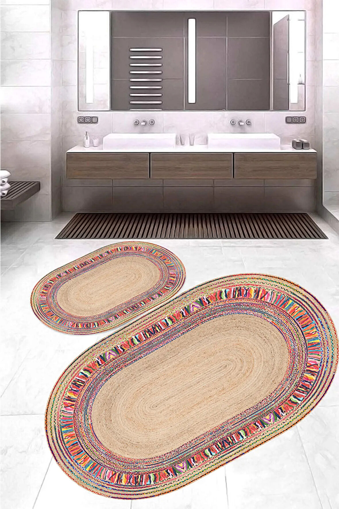 Eliana Home Dijital Baskı 2'li Banyo Paspas Takımı  LNA5-3028 100x60 ve 60x50 cm