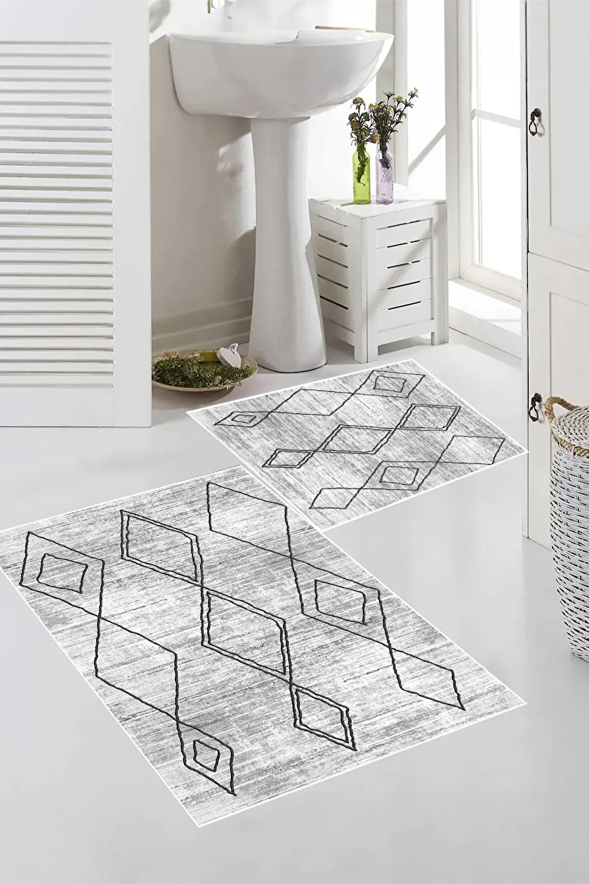 Eliana Home Dijital Baskı 2'li Banyo Paspas Takımı  LNA5-FNL467 100x60 ve 60x50 cm