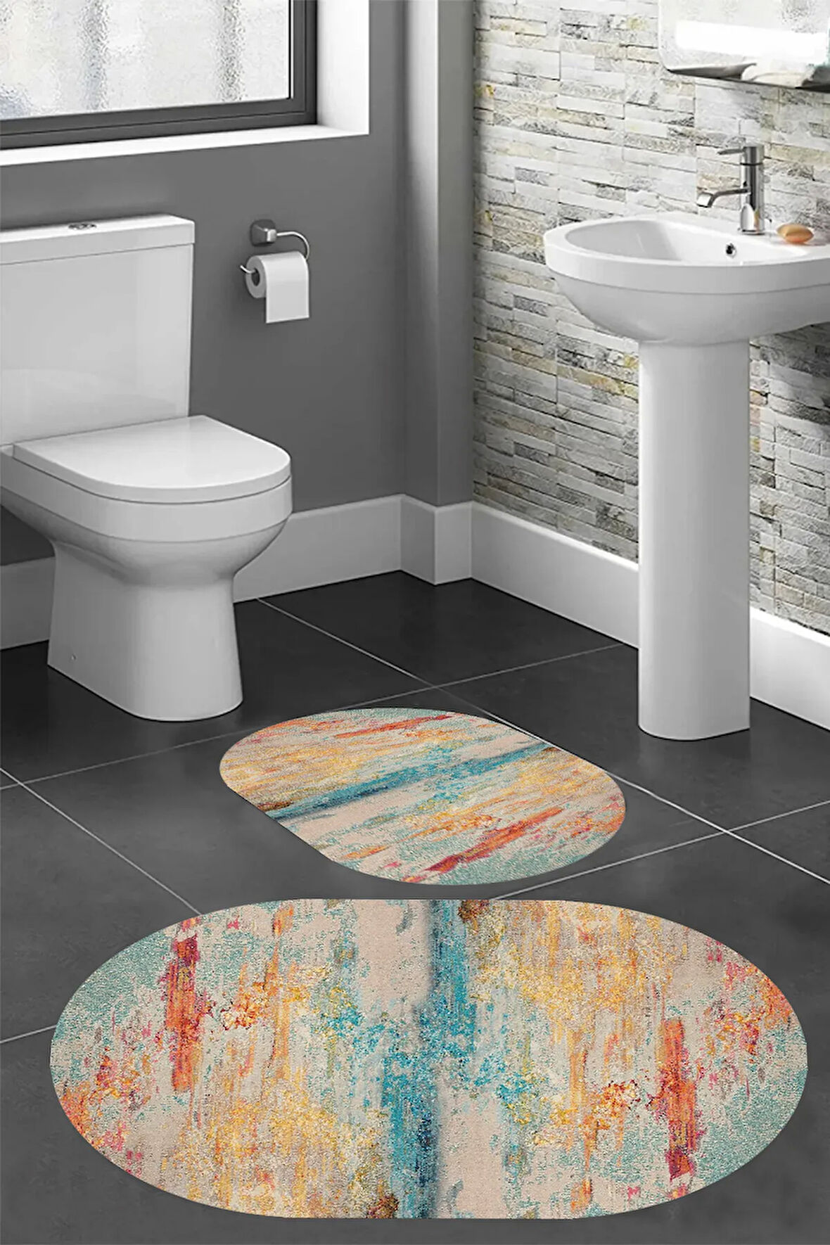 Eliana Home Dijital Baskı 2'li Banyo Paspas Takımı  LNA5-HS212 100x60 ve 60x50 cm