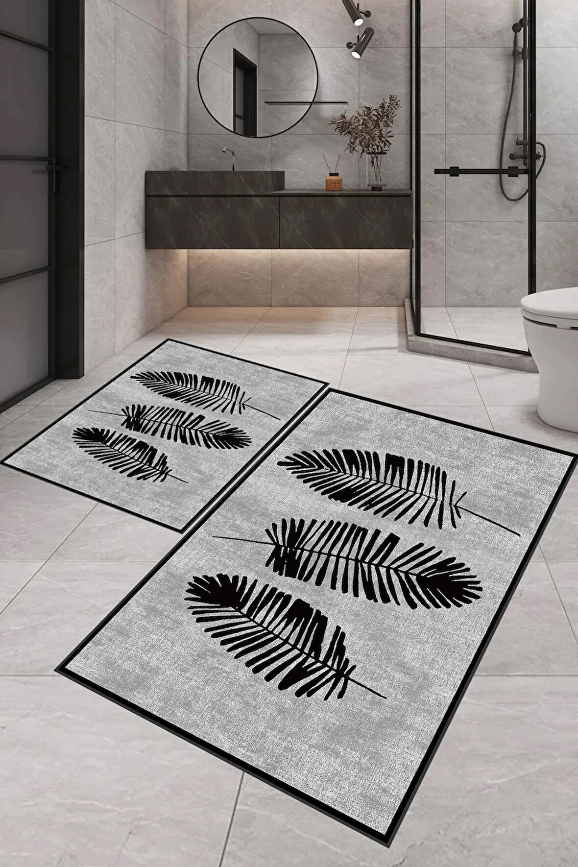 Eliana Home Dijital Baskı 2'li Banyo Paspas Takımı  LNA5-SM185 100x60 ve 60x50 cm