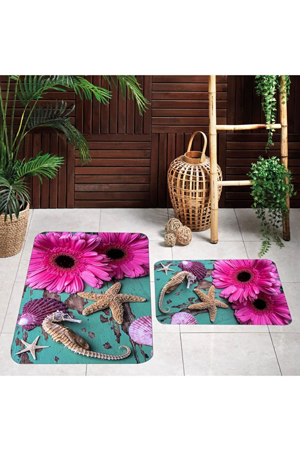Eliana Home Dijital Baskı 2'li Banyo Paspas Takımı  LNA5073 100x60 ve 60x50 cm