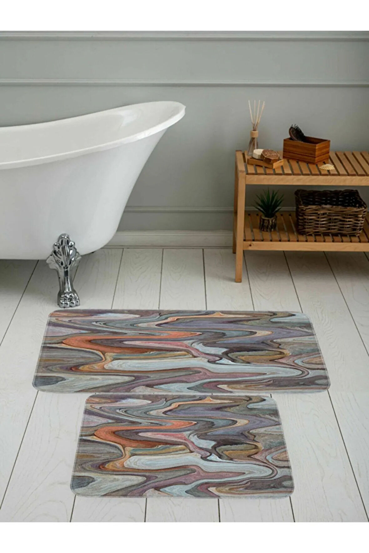 Eliana Home Dijital Baskı 2'li Banyo Paspas Takımı  LNA5086 100x60 ve 60x50 cm