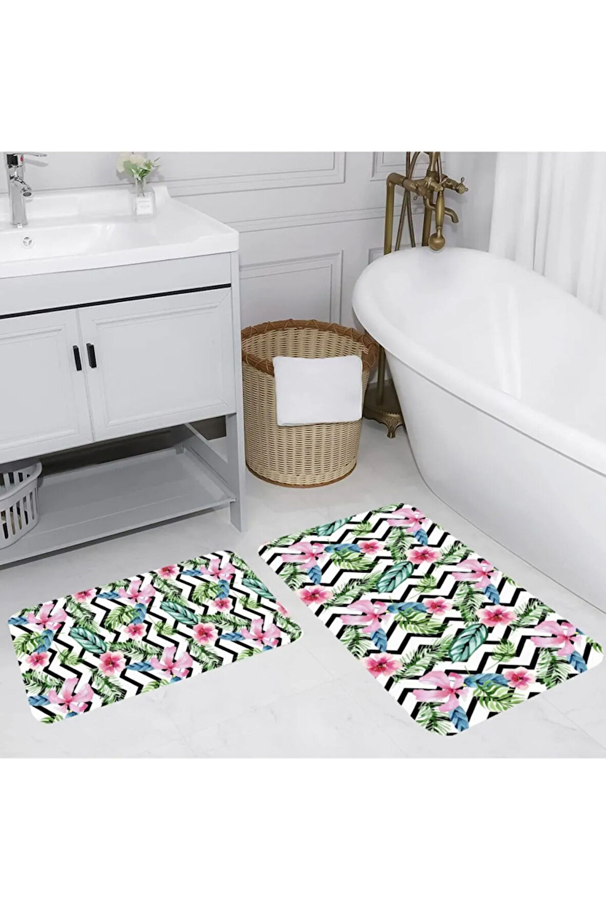 Eliana Home Dijital Baskı 2'li Banyo Paspas Takımı  LNA5113 100x60 ve 60x50 cm