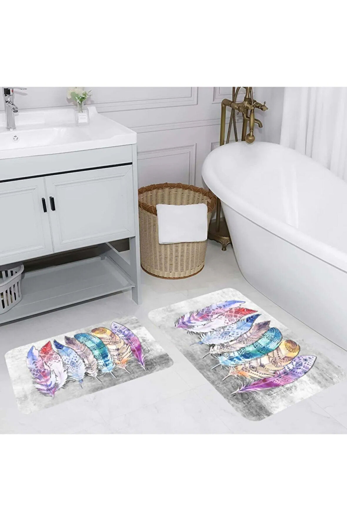 Eliana Home Dijital Baskı 2'li Banyo Paspas Takımı  LNA5179 100x60 ve 60x50 cm