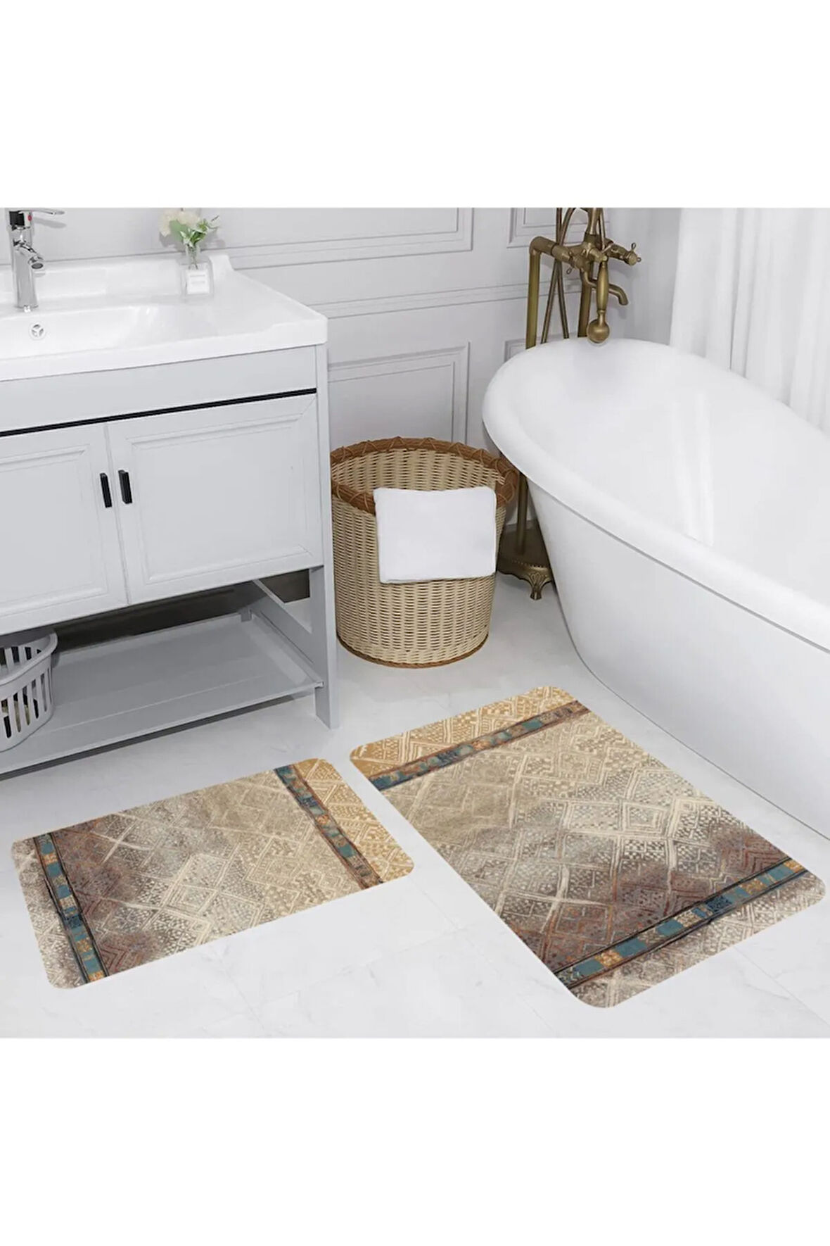 Eliana Home Dijital Baskı 2'li Banyo Paspas Takımı  LNA5183 100x60 ve 60x50 cm