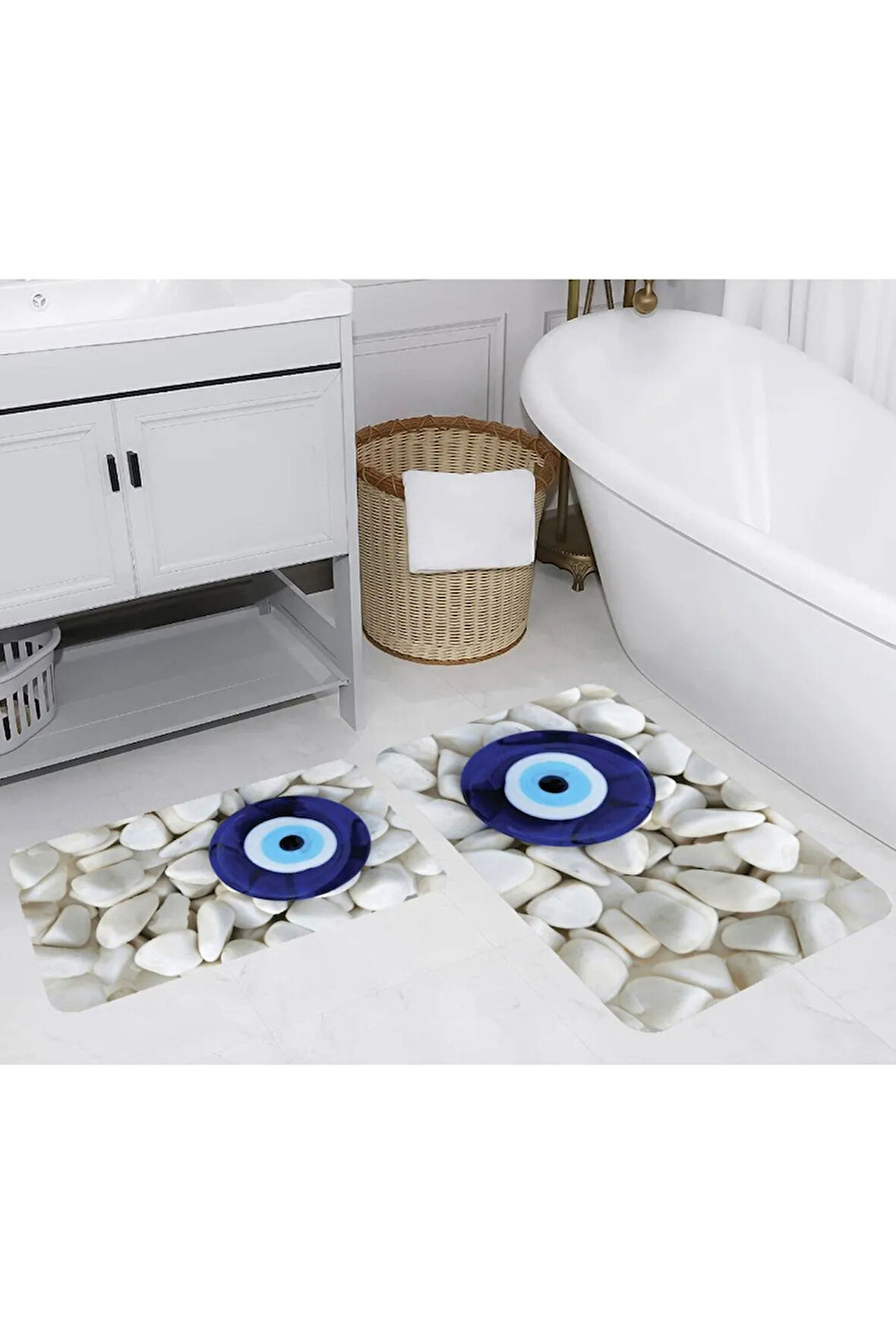 Eliana Home Dijital Baskı 2'li Banyo Paspas Takımı  LNA5286 100x60 ve 60x50 cm