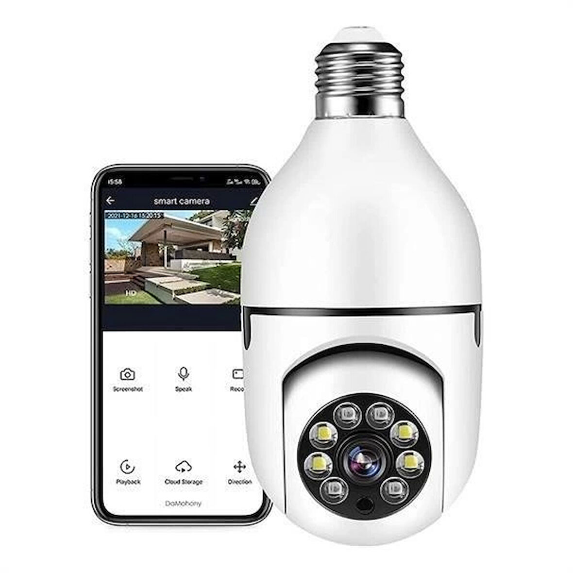 LENAY  Wifi 360 Panoramik Ampul Kamera Gece Görüş Ses Akıllı Hareket Algılayıcı